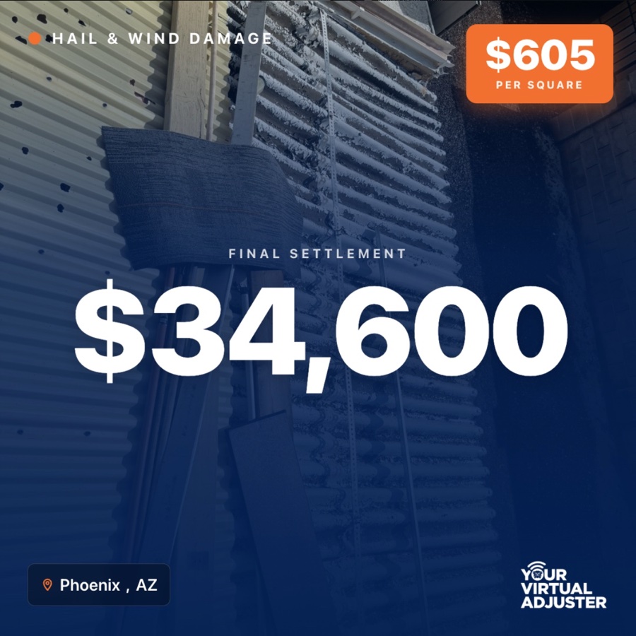 YVA claim result graphic showing a $34,600 final settlement in Phoenix, Arizona